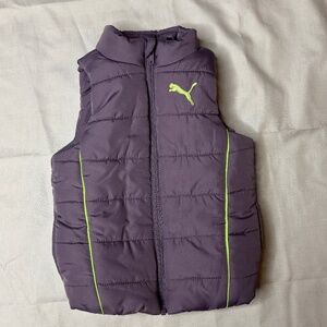 Puma Size 2T Purple and Lime Green Puffer Vest EUC Girls Kids